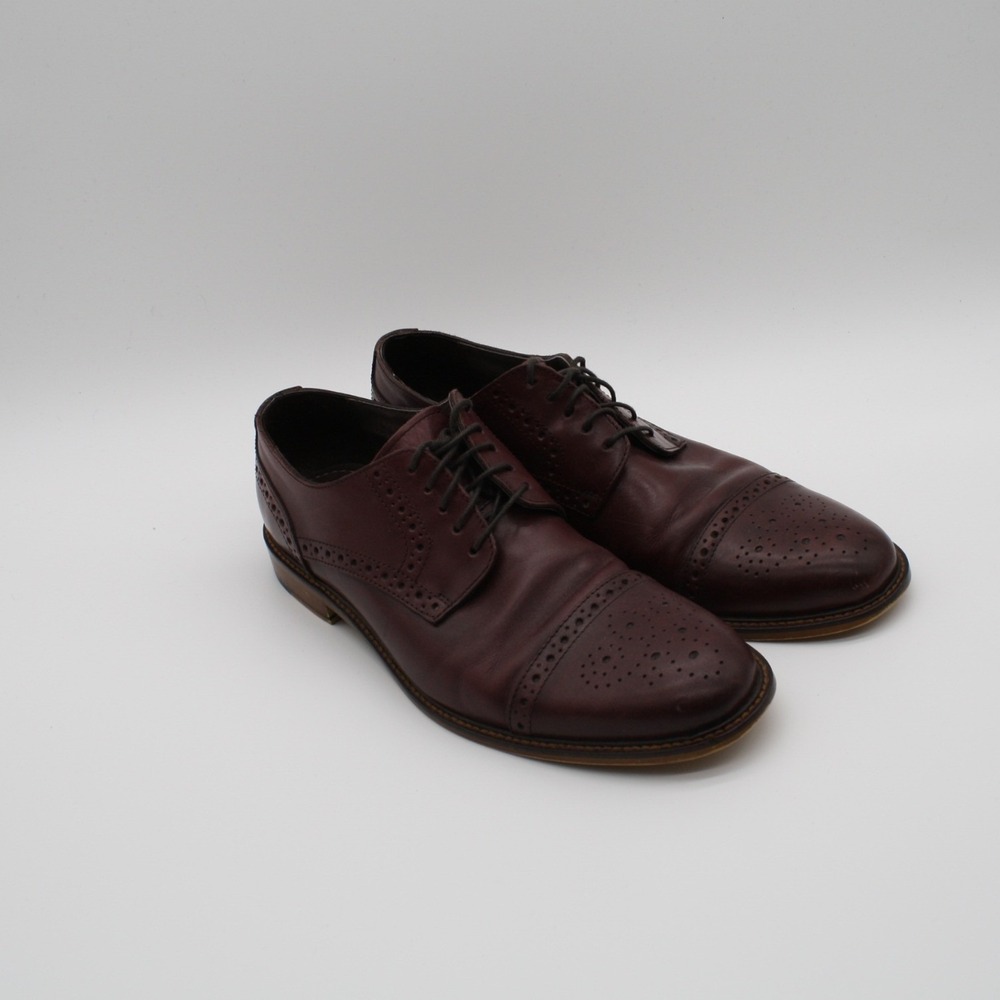 Joseph Abboud Mens 9.5 Burgundy Leather Wingtip Brogue Oxford Dress Shoes